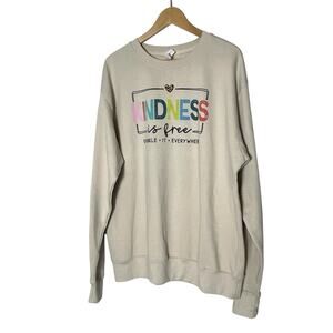 Kindness Is Free Women’s Beige Sz L Sweatshirt Oversize Casual Comfy Love Faith